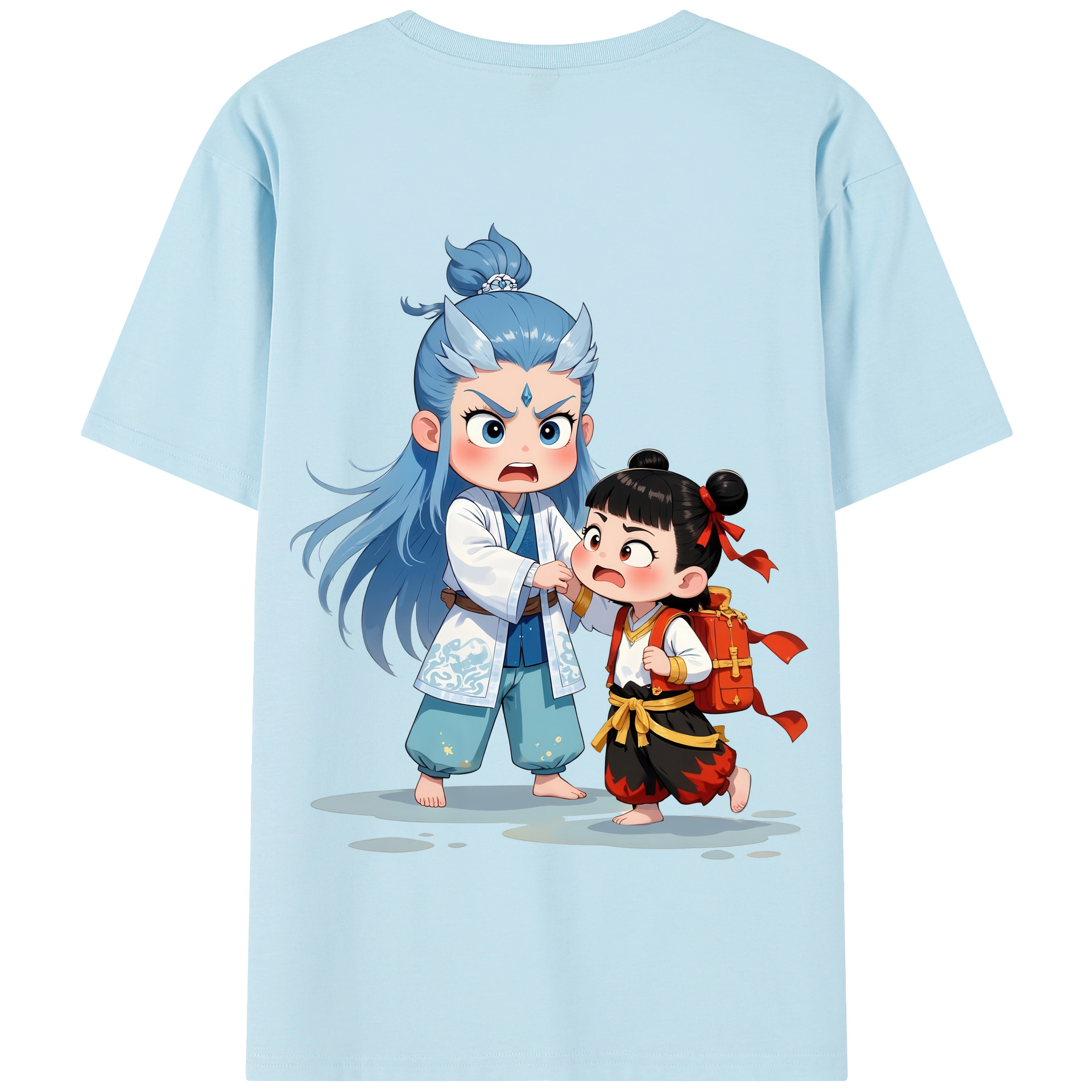 （画像用） Ne Zha 2 ナタ 魔童の大暴れ 綿100％半袖Tシャツ（背面プリント）